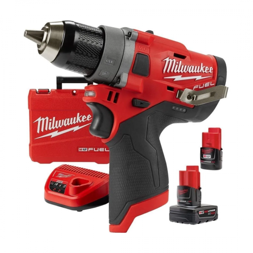 [MLK-2504-259A] Taladro Atornillador Percutor Fuel 12v + Cargador + Baterias + Maletin - Milwaukee - 2504-259A